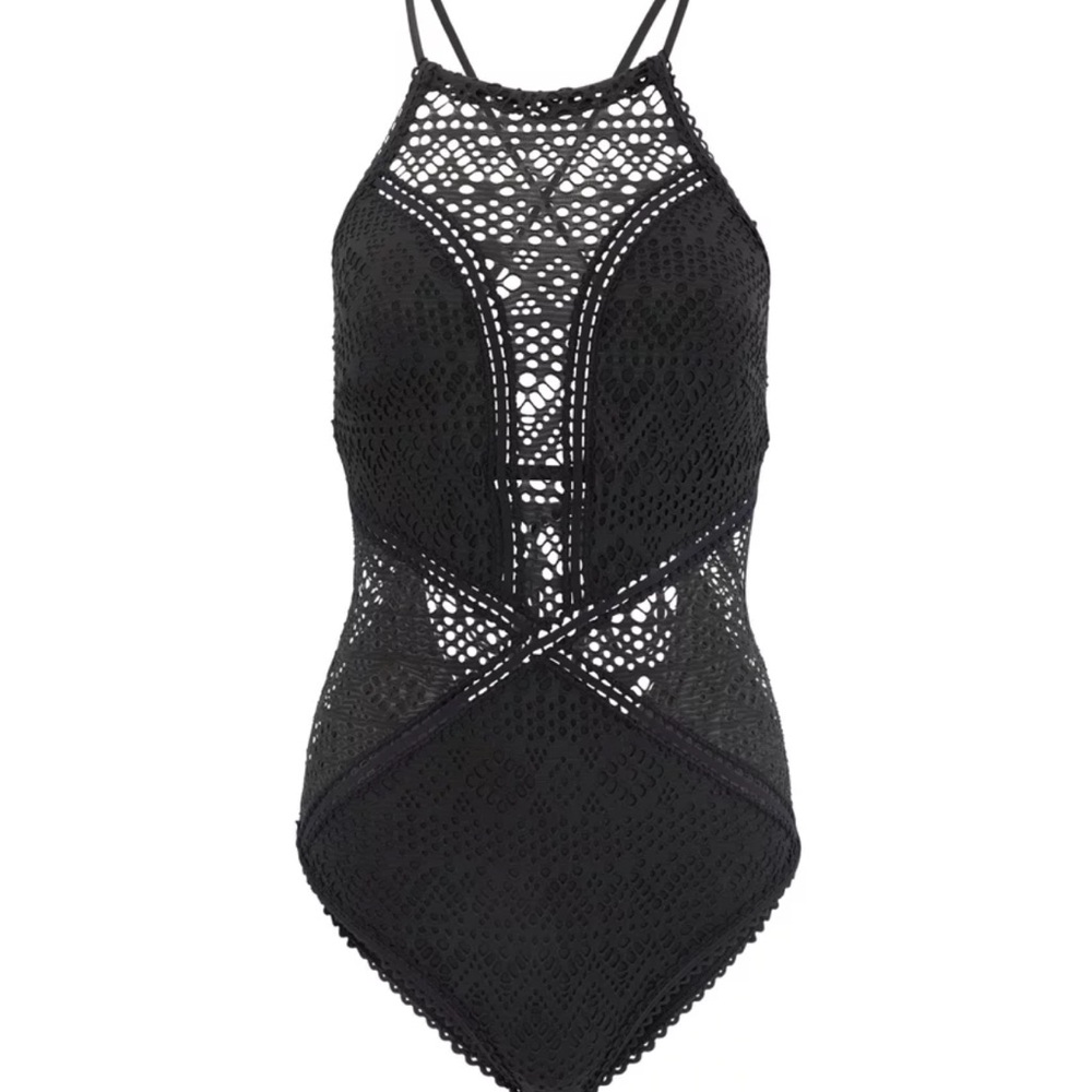 NWT Adore Me Margaret Contour Black Crocheted One Piece Swimsuit - Size S